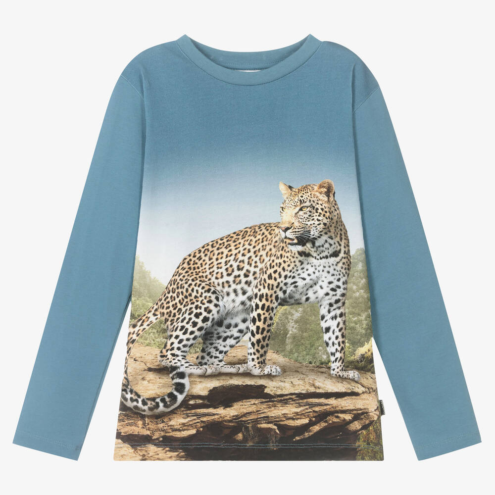 Molo - Teen Boys Blue Mountain Leopard Top | Childrensalon