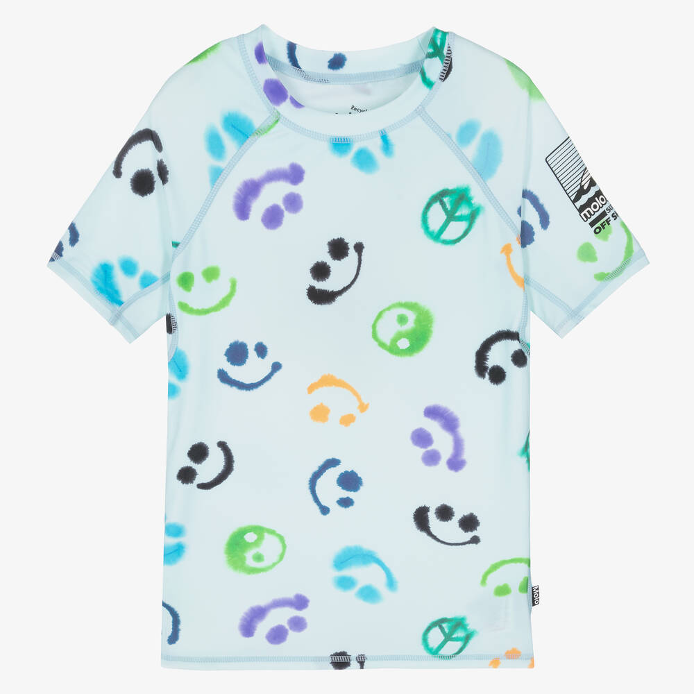 Molo-Teen Boys Blue Smile Swim Top (UPF50+) | Childrensalon Outlet