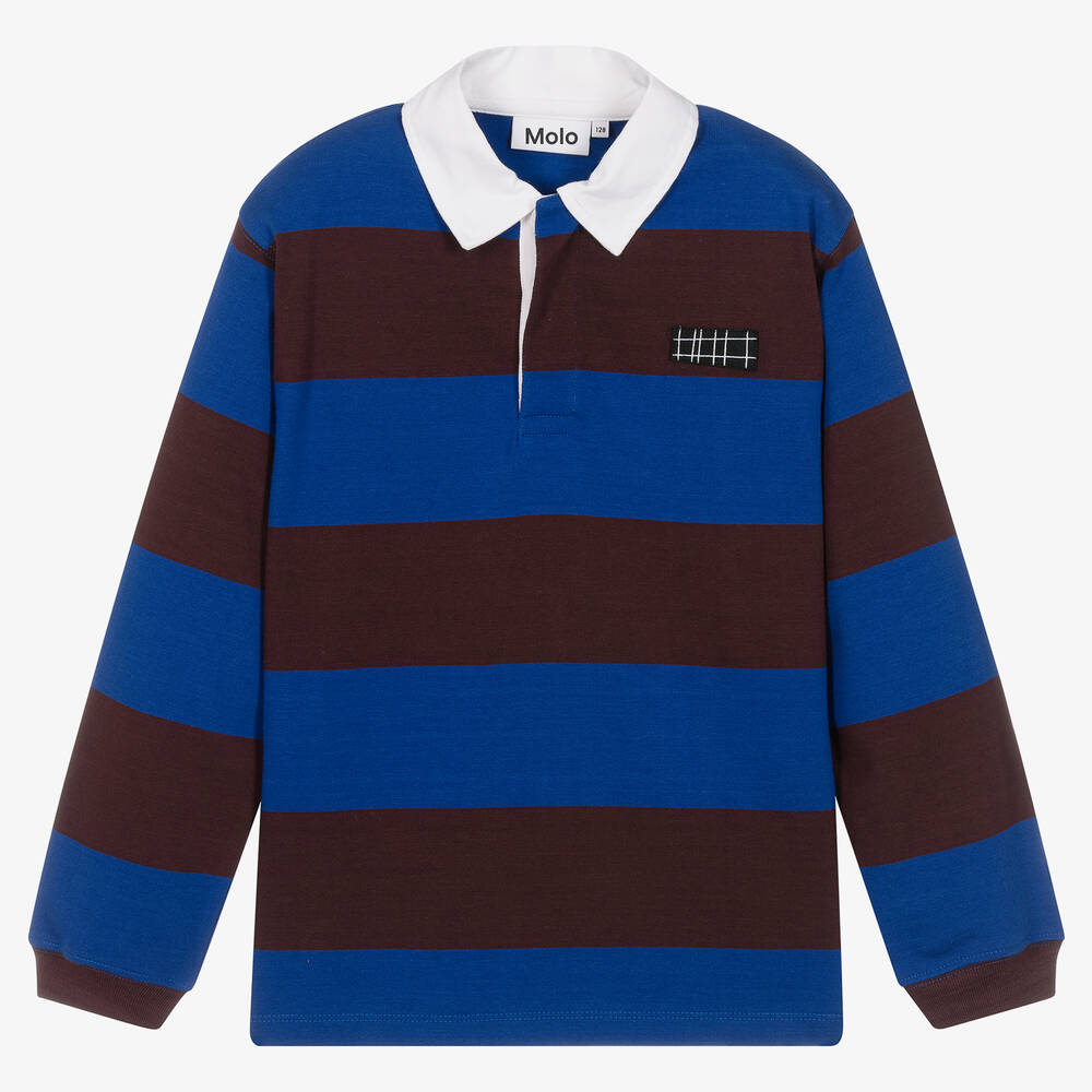 Molo - Teen Boys Blue Striped Rugby Shirt | Childrensalon