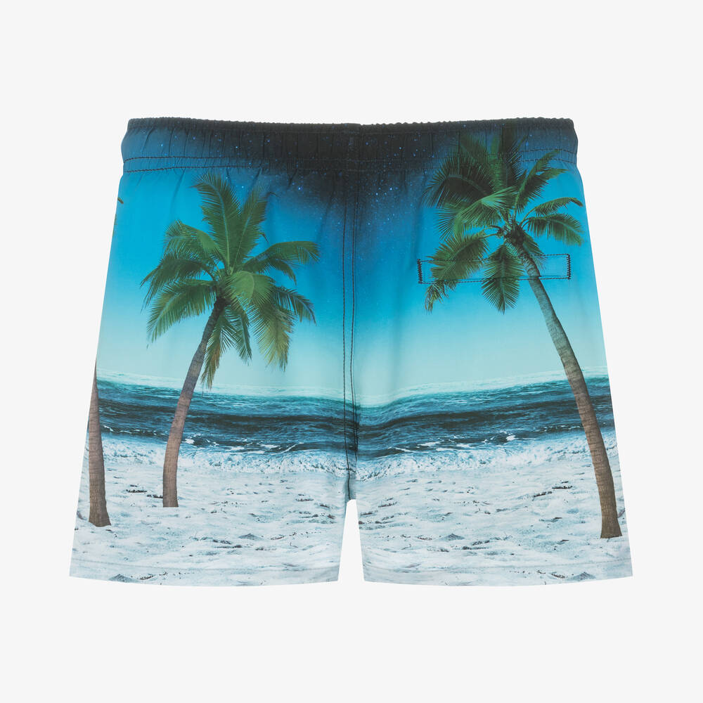 Molo-Teen Boys Blue Surf Print Swim Shorts (UPF50+) | Childrensalon Outlet