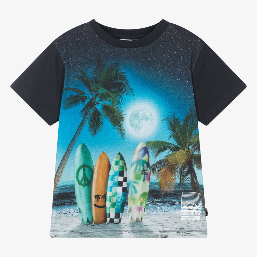 Molo-Teen Boys Blue Surfer Print Tee | Childrensalon Outlet