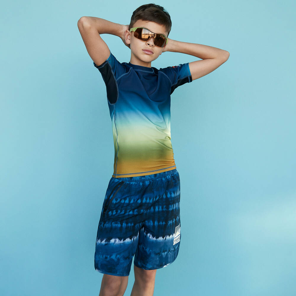 Molo Teen Boys Blue Tie Dye Swim Shorts UPF 50 Childrensalon Outlet