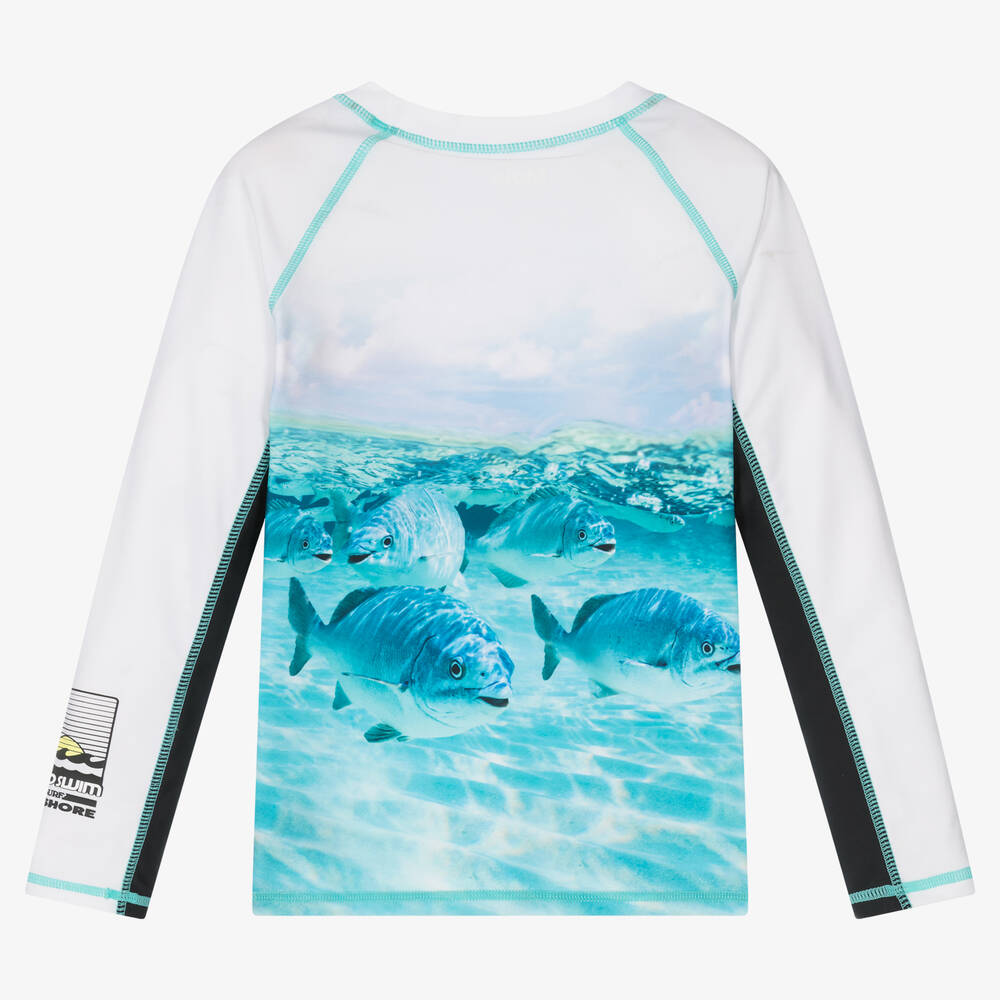 Molo-Teen Boys Blue & White Sun Protective Top (UPF50+) | Childrensalon Outlet