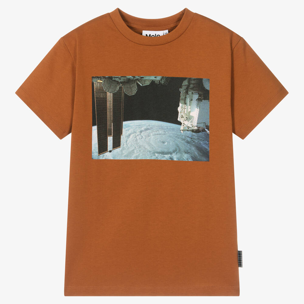 Molo - Teen Boys Brown Space T-Shirt | Childrensalon