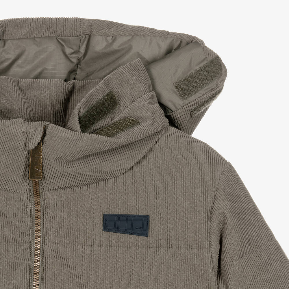 Molo-Teen Boys Green Corduroy Hooded Jacket | Childrensalon Outlet