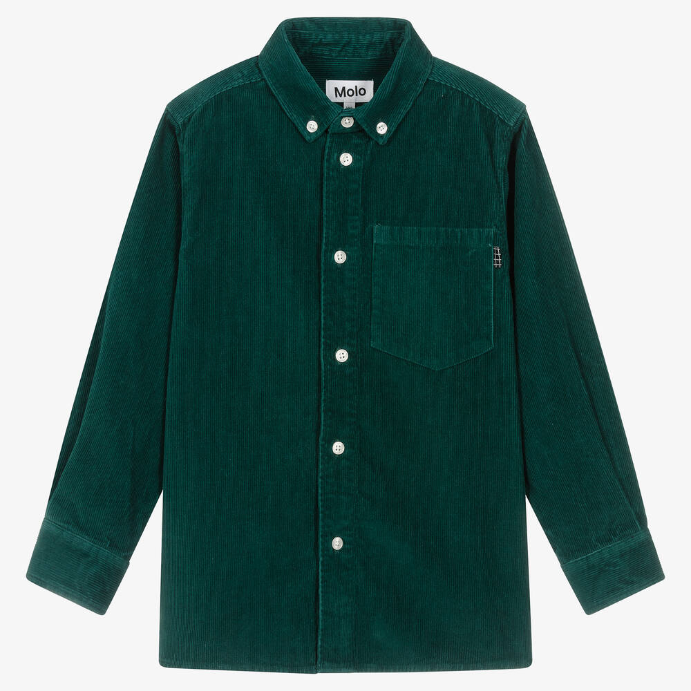 Molo - Teen Boys Green Corduroy Shirt | Childrensalon