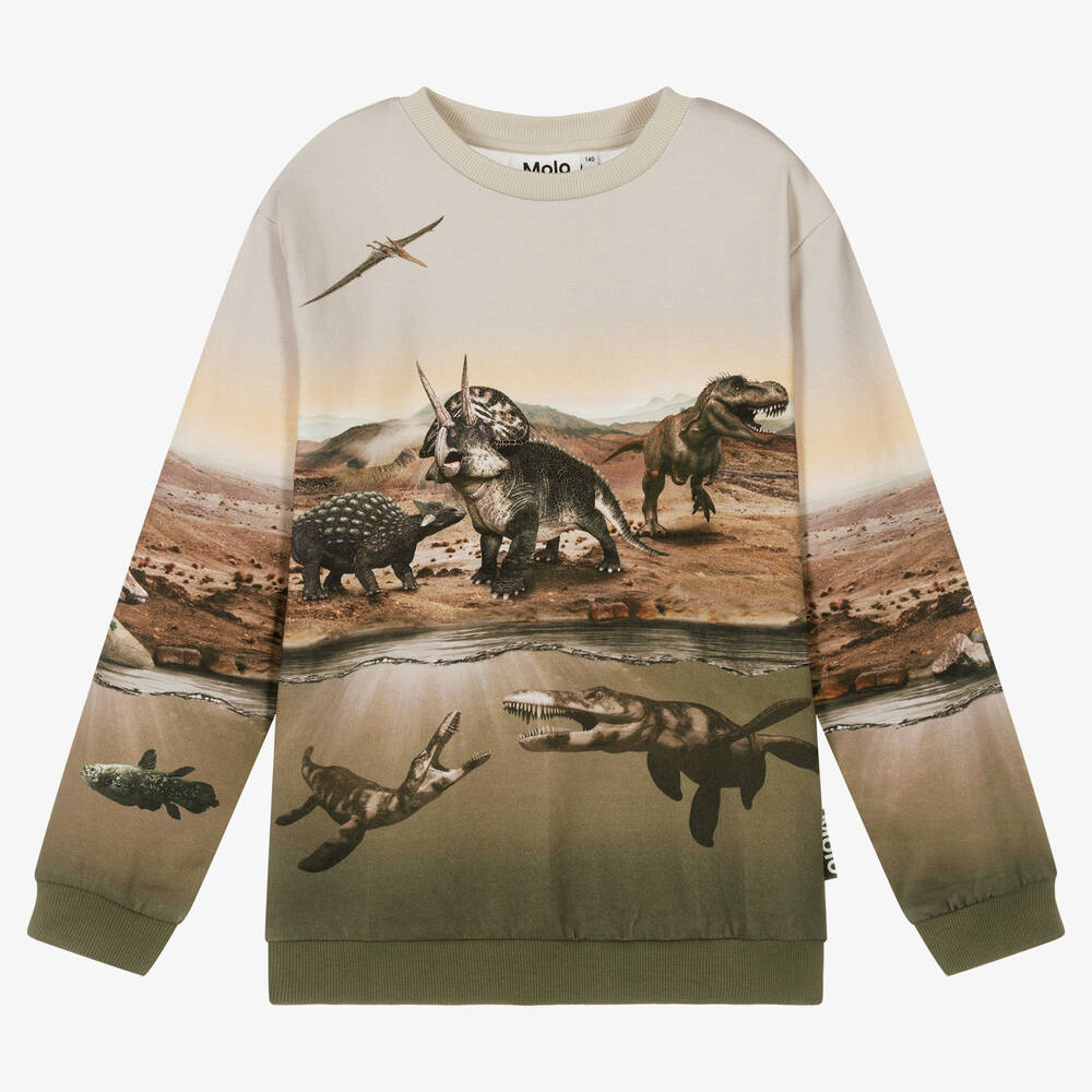 Molo - Teen Boys Green Cotton Dinosaur Sweatshirt | Childrensalon