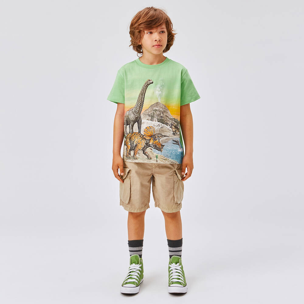 Molo-Teen Boys Green Cotton Dinosaur T-Shirt | Childrensalon Outlet