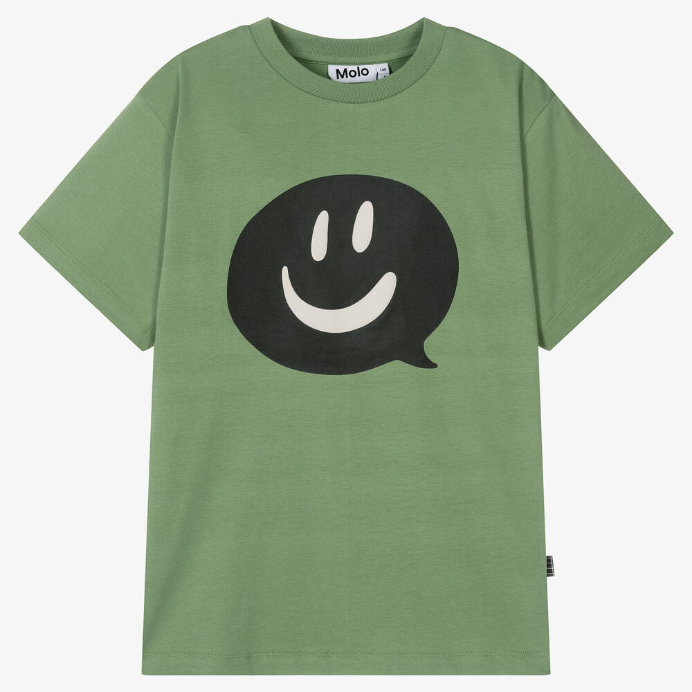 Molo - Зеленая хлопковая футболка с облачком текста | Childrensalon