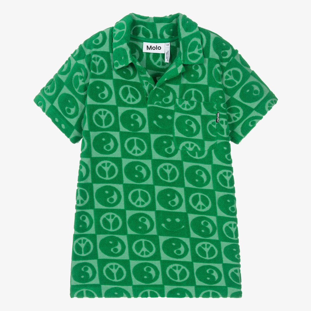 Molo-Teen Boys Green Cotton Towelling Polo Shirt | Childrensalon Outlet