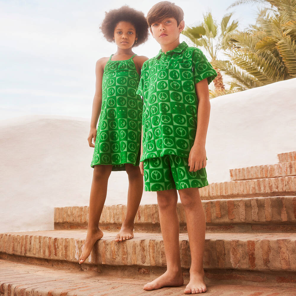 Molo-Teen Boys Green Cotton Towelling Shorts | Childrensalon Outlet