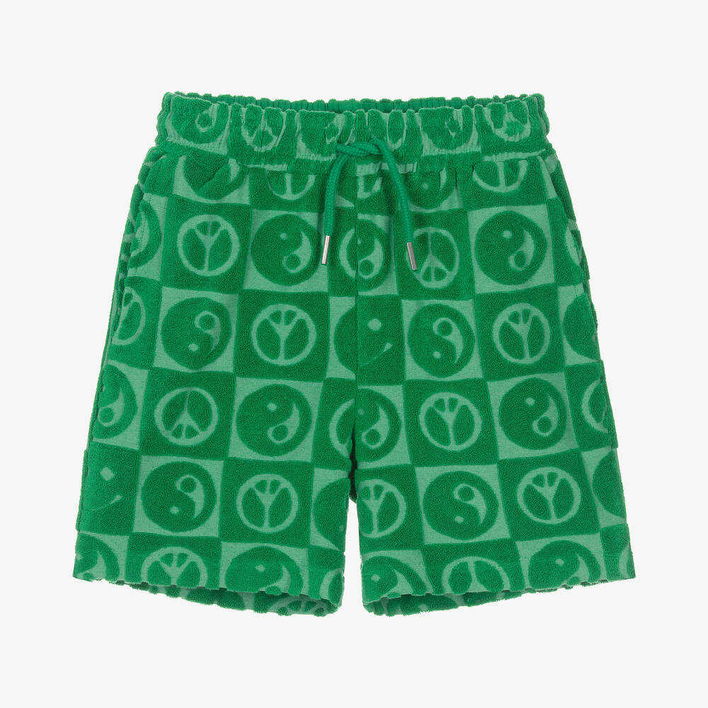 Molo-Teen Boys Green Cotton Towelling Shorts | Childrensalon Outlet