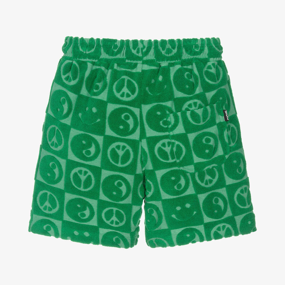 Molo-Teen Boys Green Cotton Towelling Shorts | Childrensalon Outlet