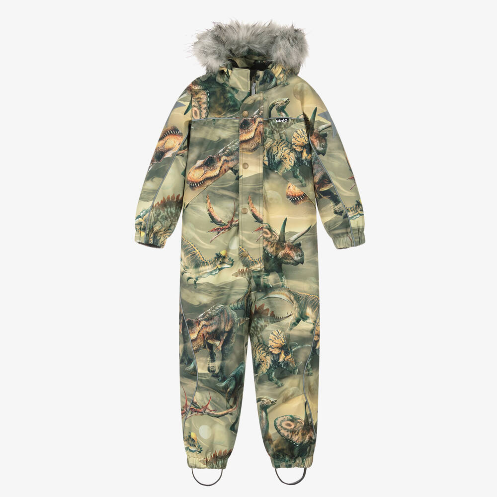 Molo - Teen Boys Green Dinosaur Snowsuit | Childrensalon