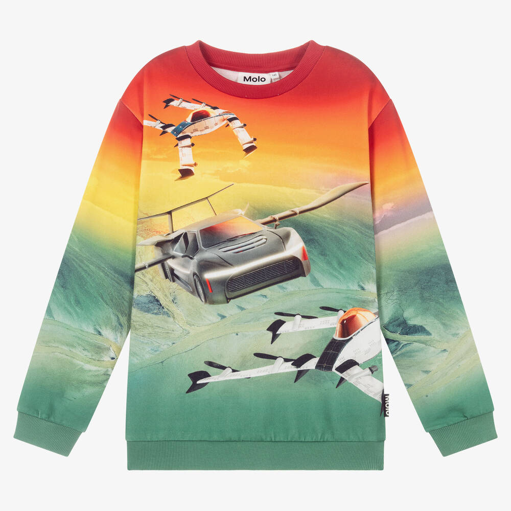 Molo - Teen Boys Green Flying Car Sweatshirt | Childrensalon