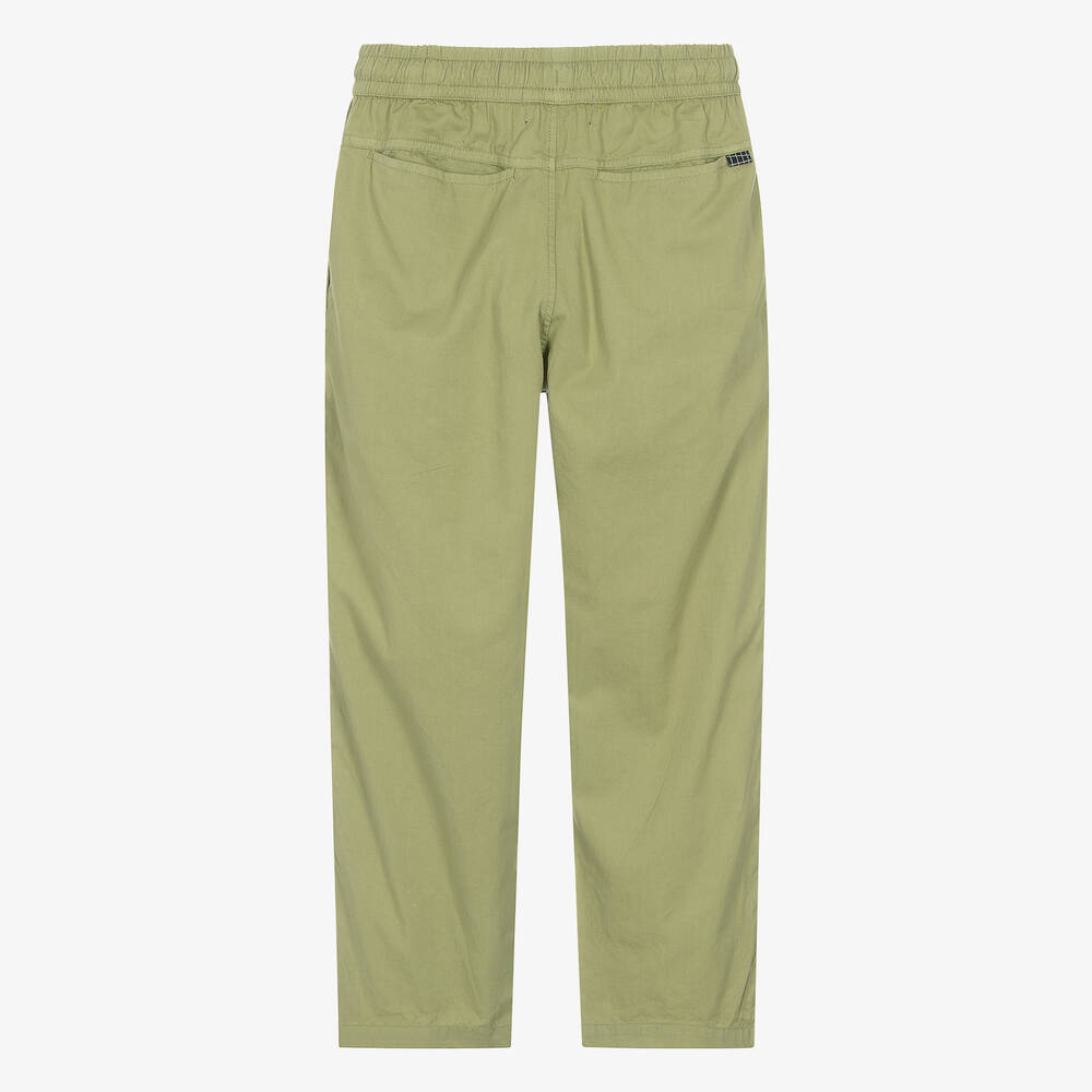 Molo-Teen Boys Green Organic Cotton Trousers | Childrensalon Outlet