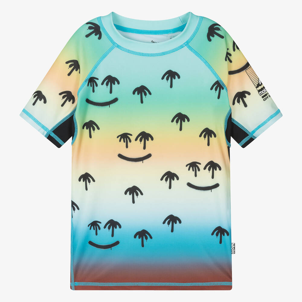 Molo-Teen Boys Green Palm Spray Swim Top (UPF50+) | Childrensalon Outlet