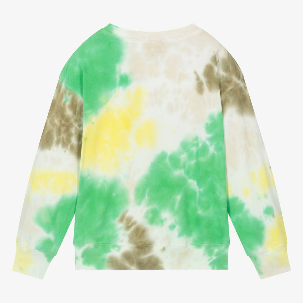 Molo-Teen Boys Green Tie-Dye Slogan Sweatshirt | Childrensalon Outlet