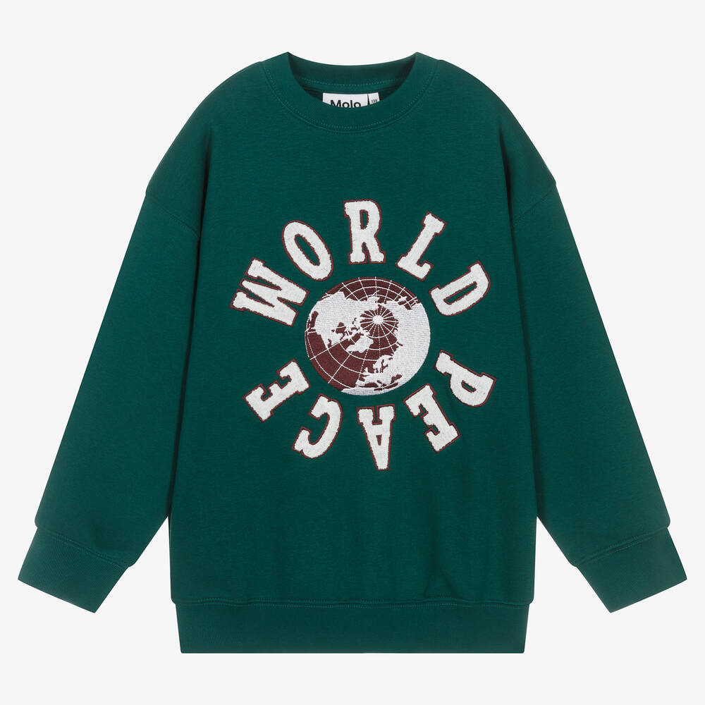 Molo - Sweat vert World Peace Ado garçon | Childrensalon