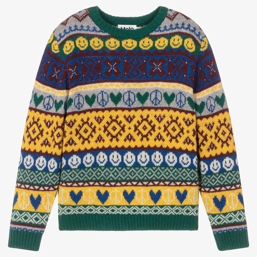 Molo - Зелено-желтый вязаный свитер | Childrensalon