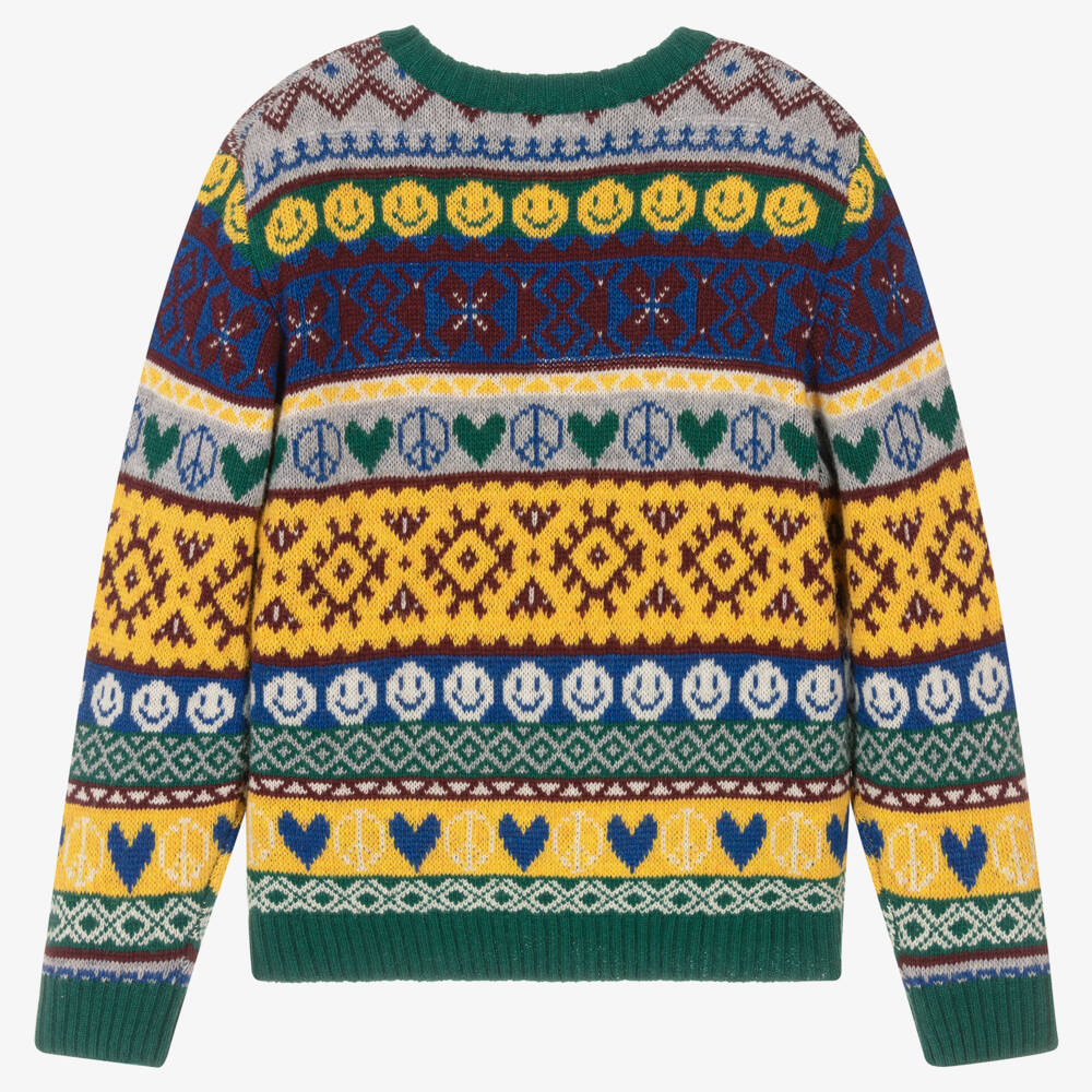 Molo-Teen Boys Green & Yellow Knit Sweater | Childrensalon Outlet
