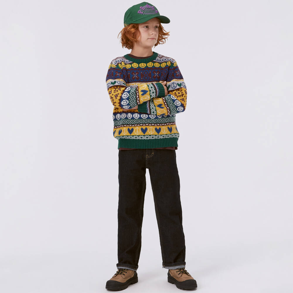 Molo-Teen Boys Green & Yellow Knit Sweater | Childrensalon Outlet