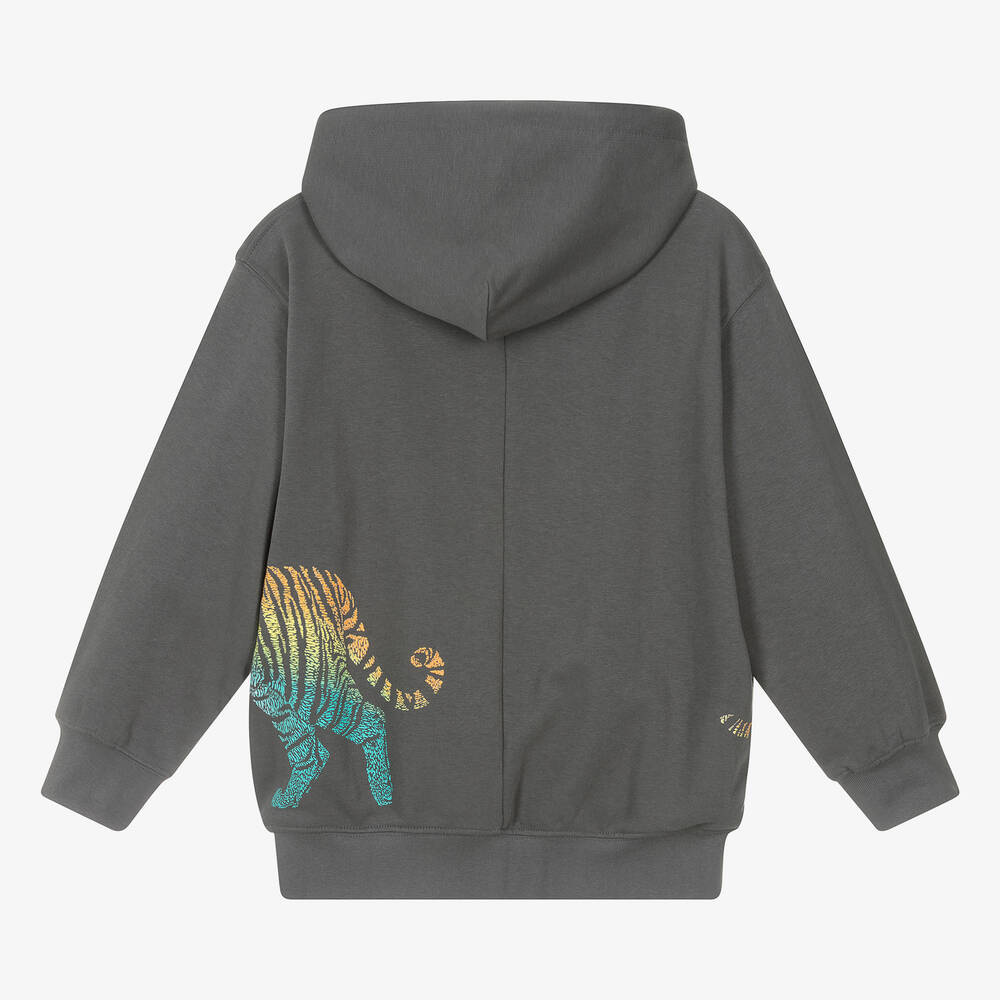 Molo Teen Boys Grey Cotton Zip Up Hoodie