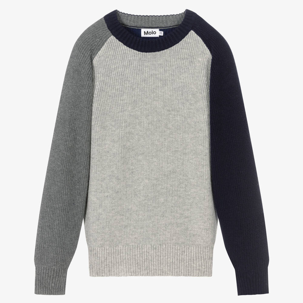 Molo - Teen Boys Grey Knitted Sweater | Childrensalon