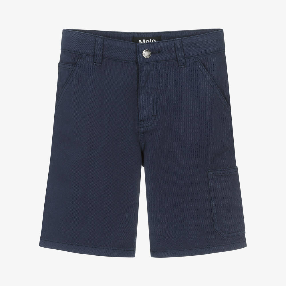 Molo-Teen Boys Navy Blue Cotton Twill Shorts | Childrensalon Outlet