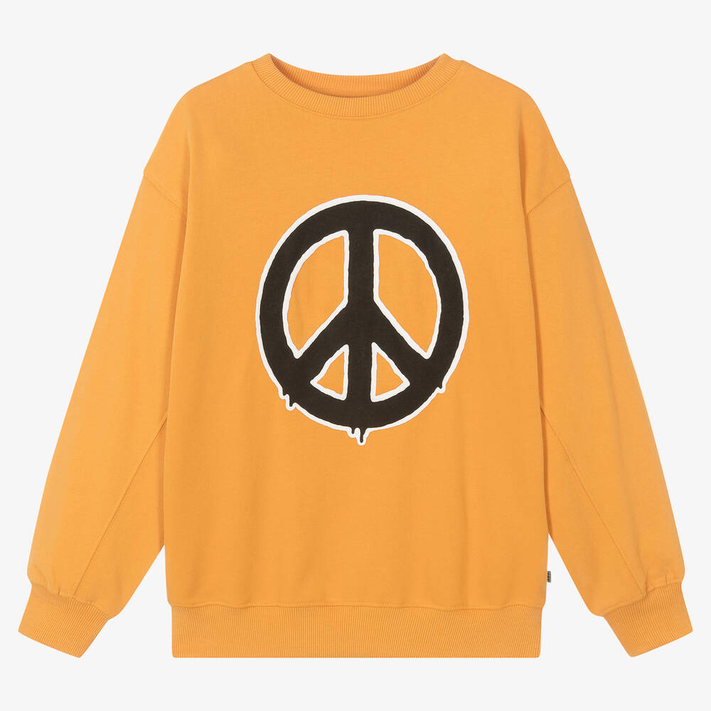 Molo - Teen Boys Orange Peace Sign Sweatshirt | Childrensalon