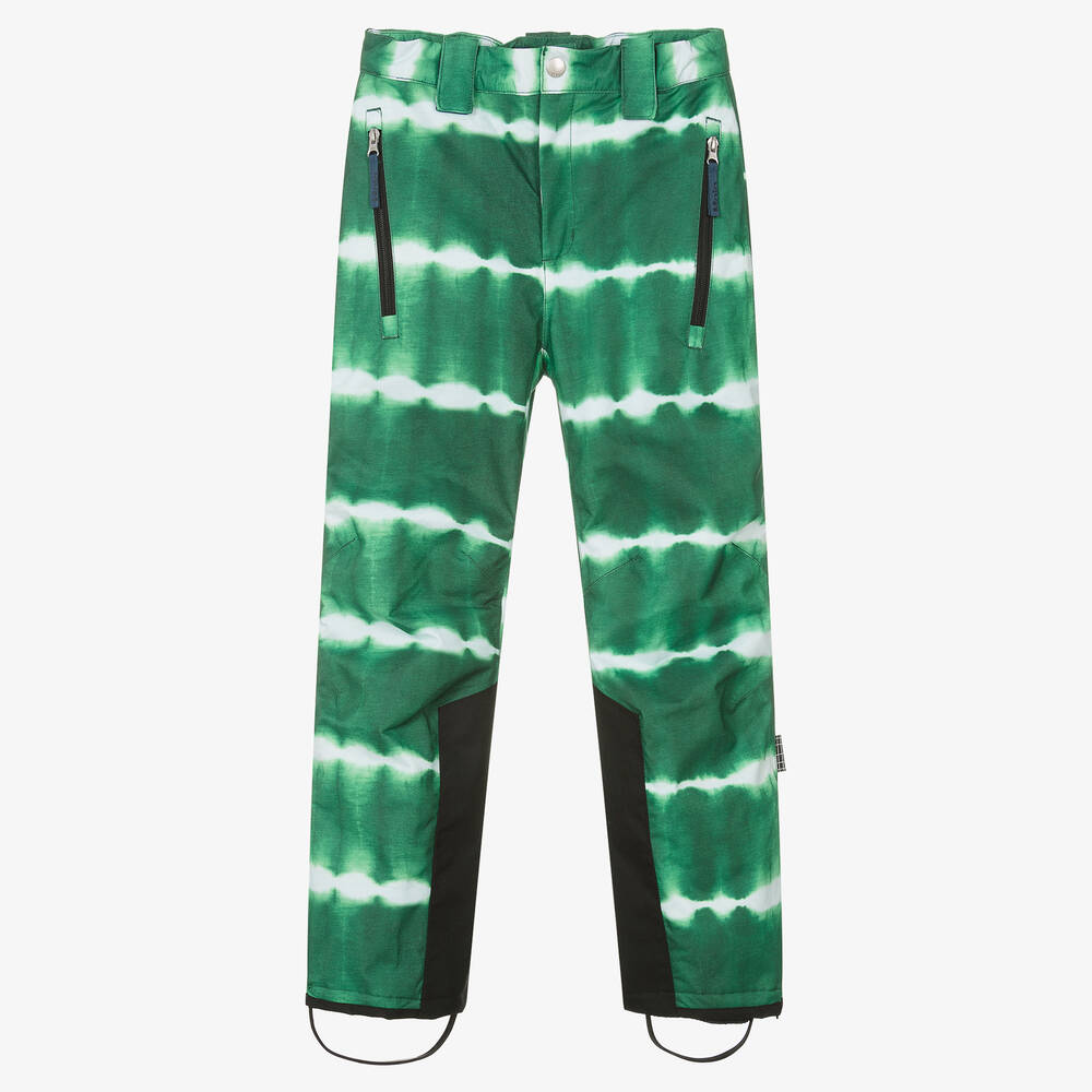Molo - Teen Boys Striped Green Tie Dye Ski Trousers | Childrensalon