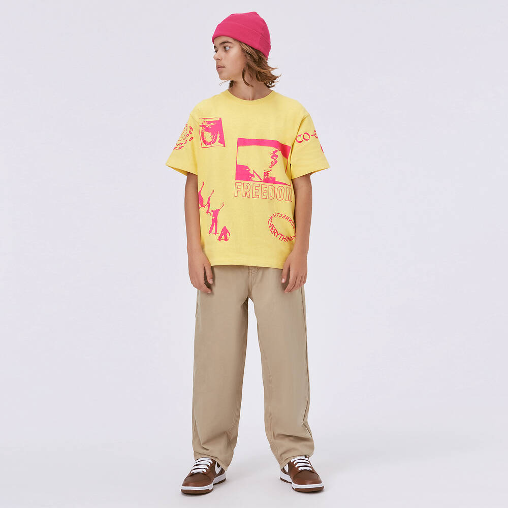 Molo-Желто-розовая хлопковая футболка со скейтбордами | Childrensalon Outlet