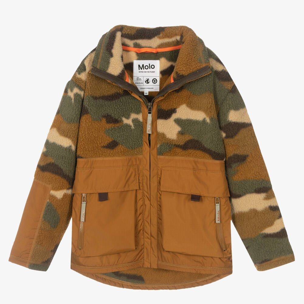 Molo-توب بسحّاب تينز فليس لون بني وأخضر | Childrensalon Outlet