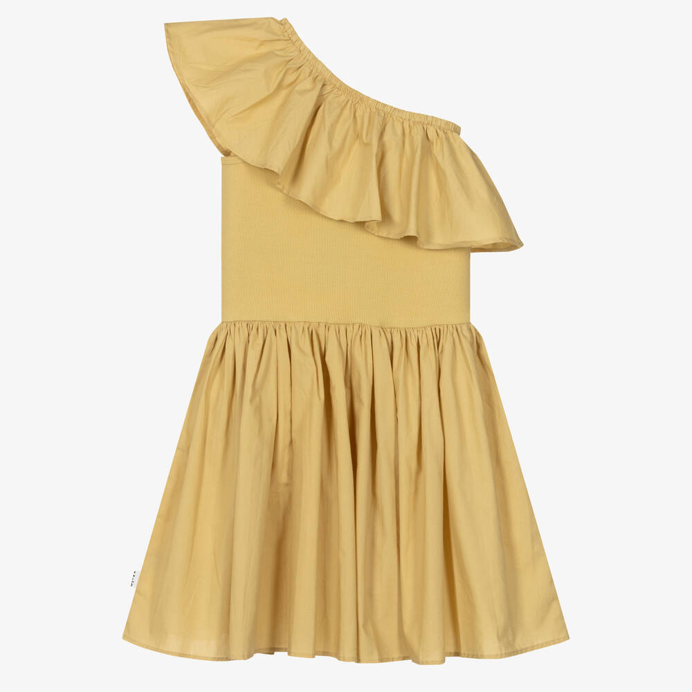 Molo-Teen Girls Beige Asymmetric Ruffle Dress | Childrensalon Outlet