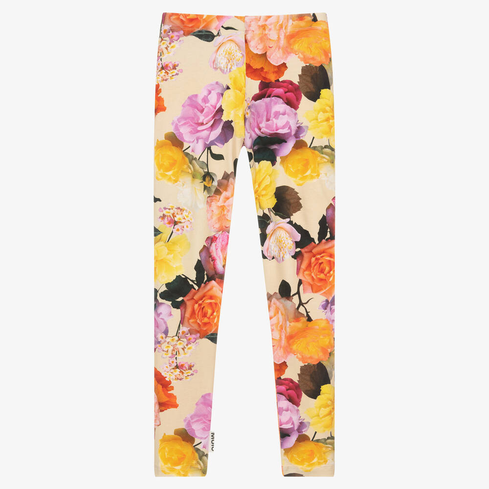 Yellow floral leggings cheap