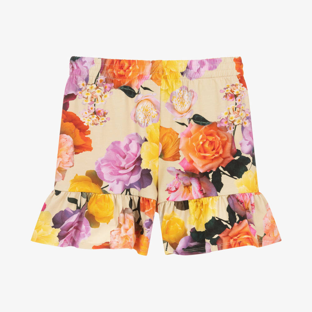 Molo - Teen Girls Beige Cotton Floral Shorts | Childrensalon