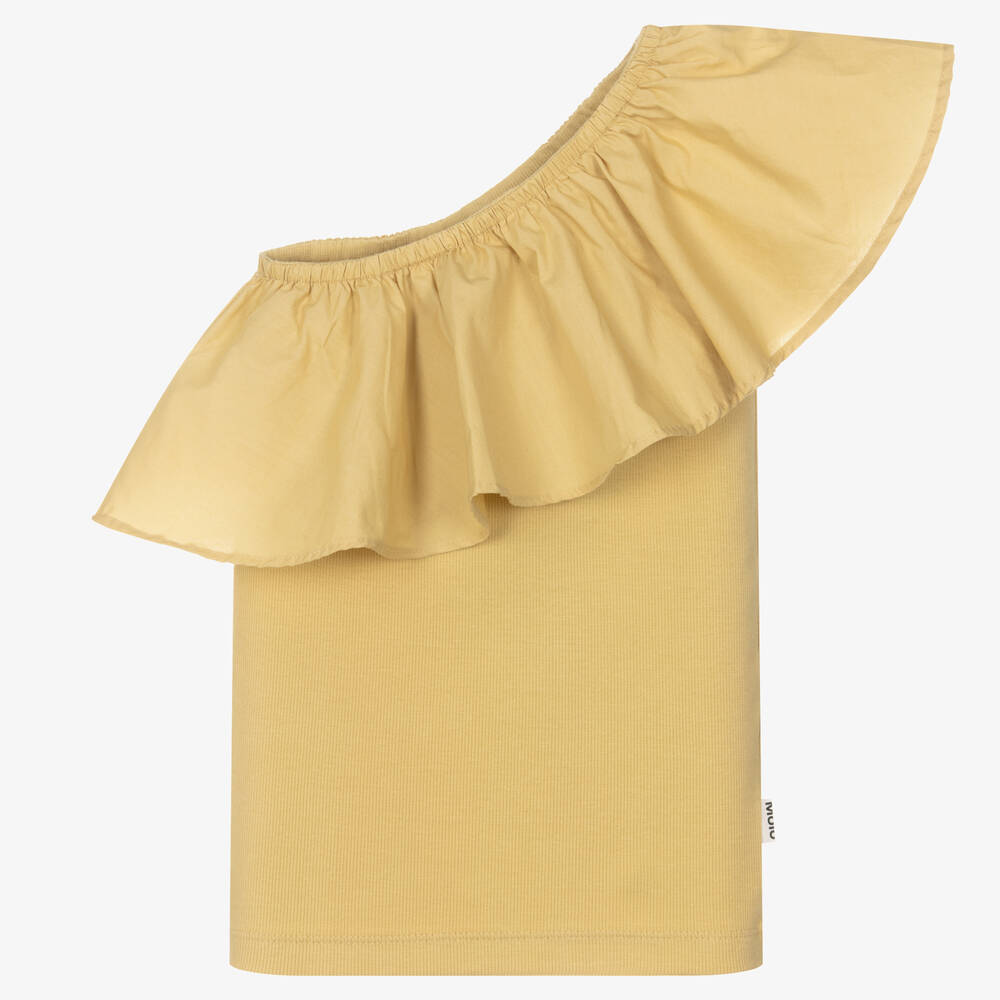 Molo - Teen Girls Beige Cotton Ruffle Top | Childrensalon