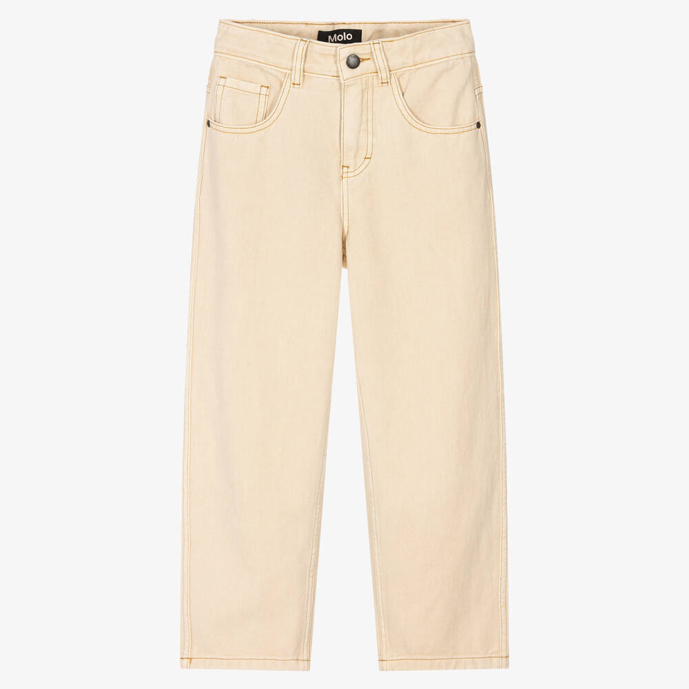 Molo - Teen Girls Beige Denim Straight Leg Jeans | Childrensalon