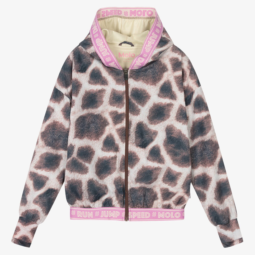 Molo - Teen Girls Beige Giraffe Sports Jacket  | Childrensalon