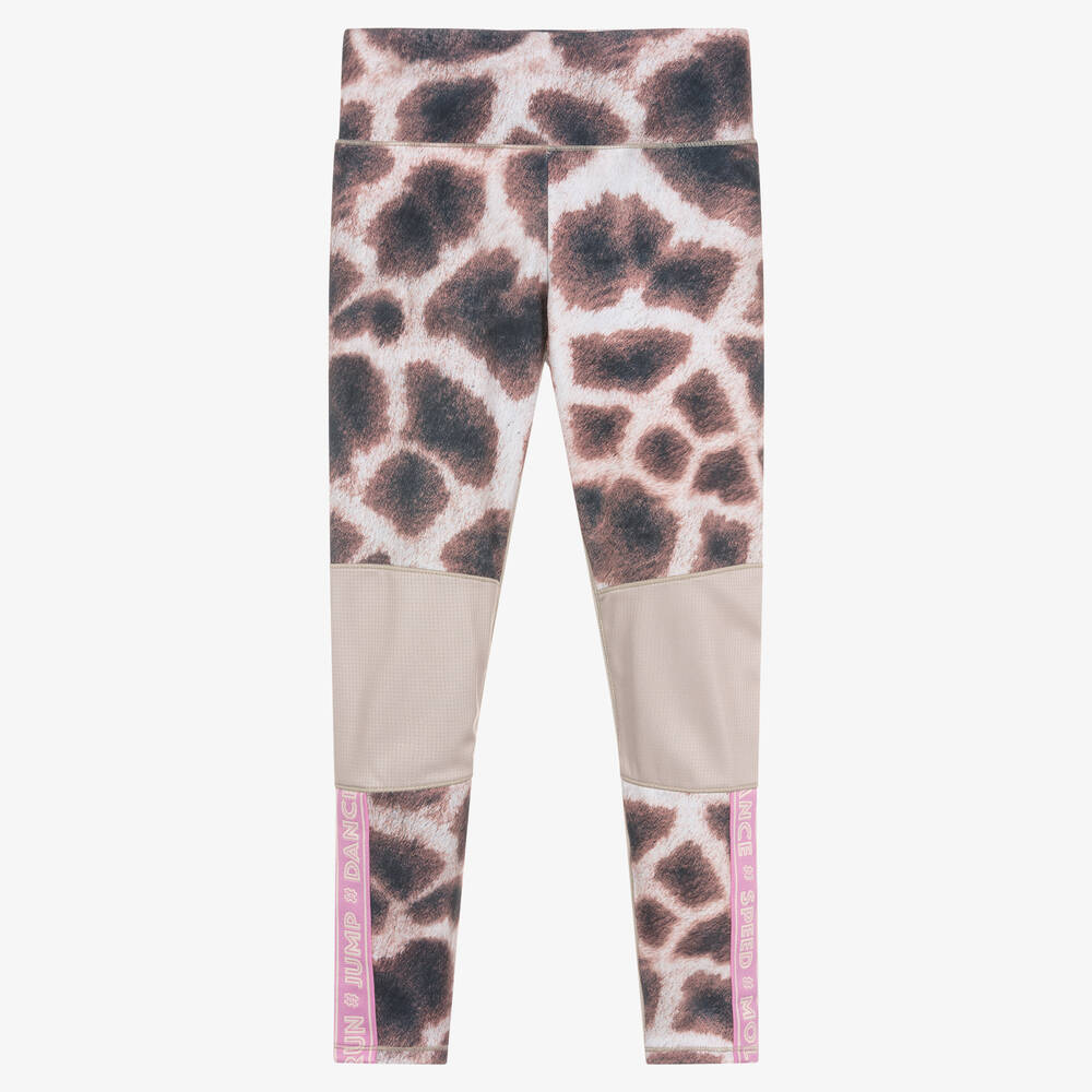 Molo - Teen Girls Beige Giraffe Sports Leggings | Childrensalon