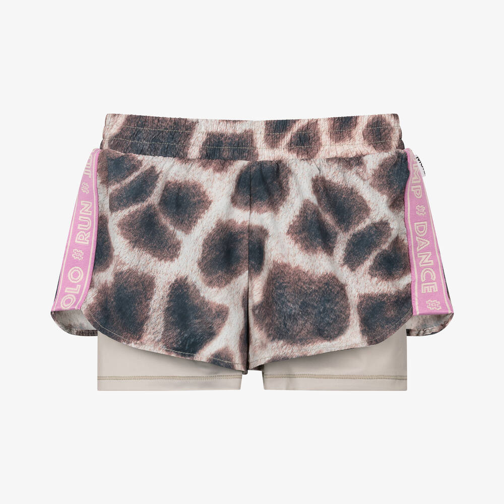 Molo-Teen Girls Beige Giraffe Sports Shorts  | Childrensalon Outlet