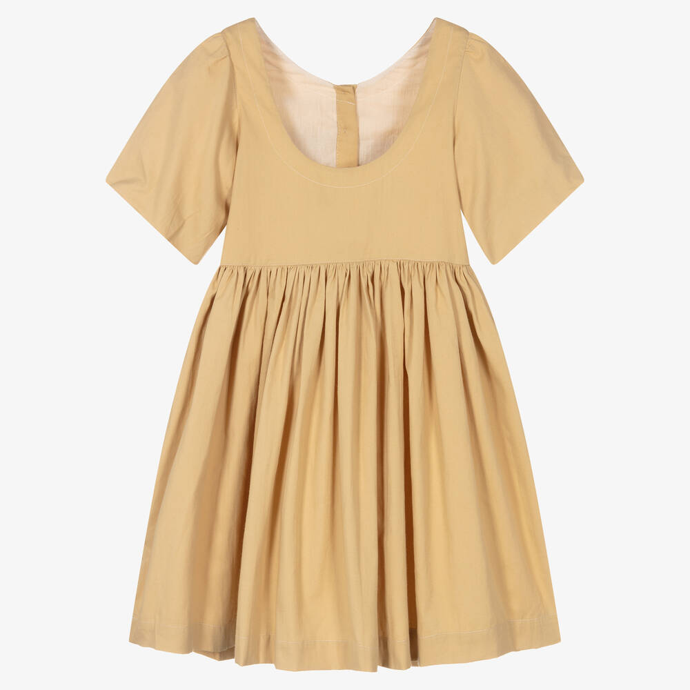Molo-Teen Girls Beige Organic Cotton Dress | Childrensalon Outlet