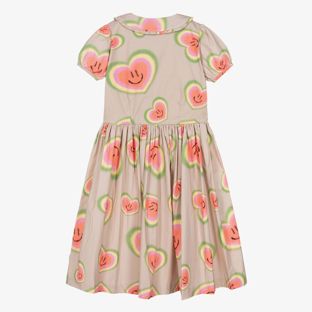 Molo-Бежевое платье из органического хлопка с сердечками | Childrensalon Outlet