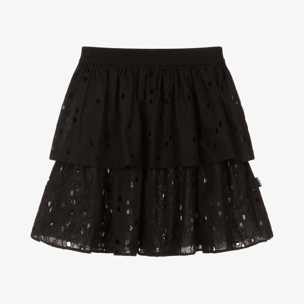 Molo - Teen Girls Black Broiderie Anglaise Skirt | Childrensalon