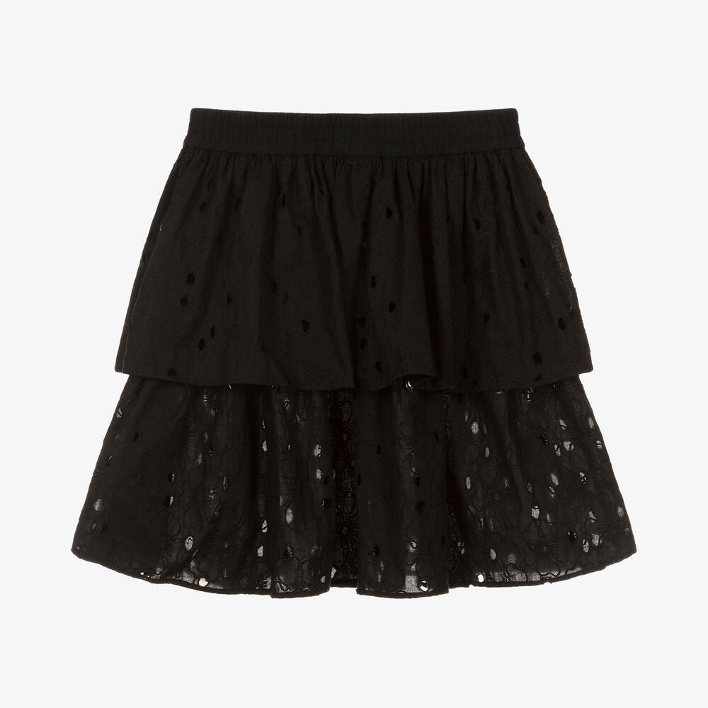 Molo-Teen Girls Black Broiderie Anglaise Skirt | Childrensalon Outlet