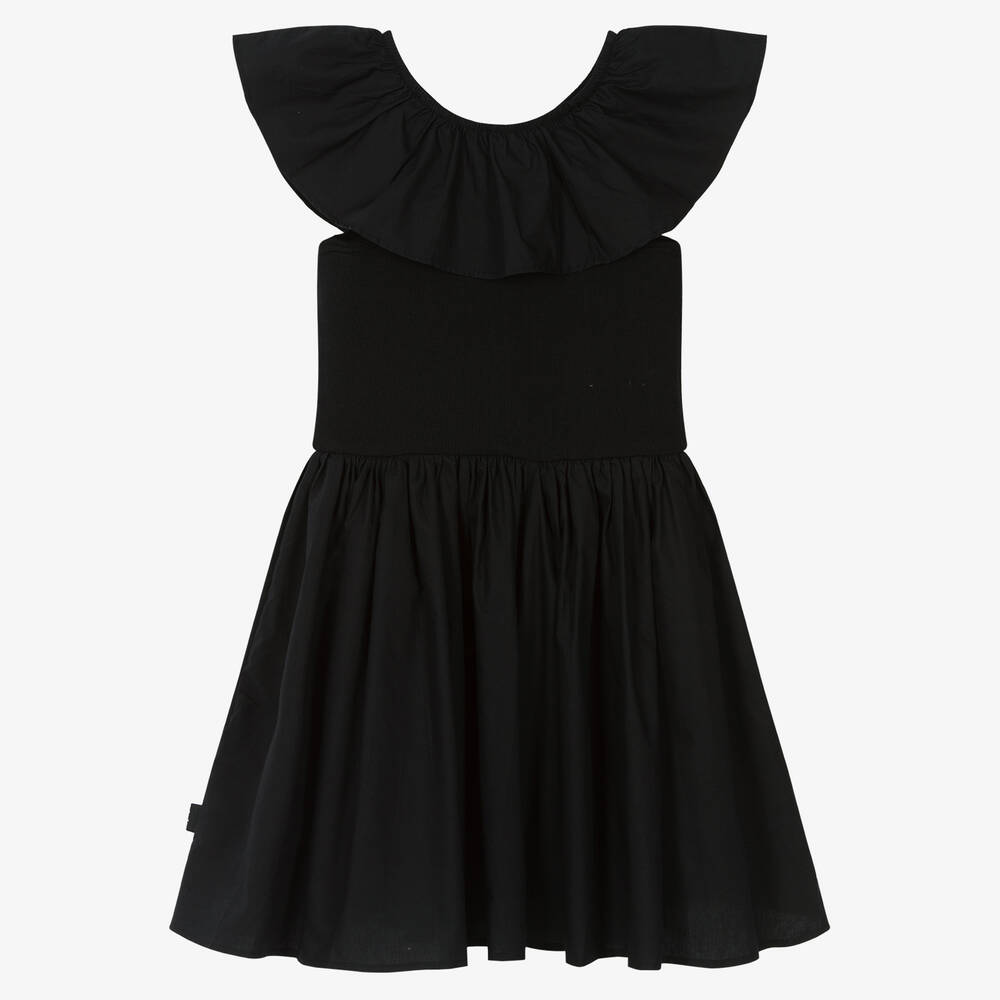 Molo-Teen Girls Black Cotton Ruffle Dress | Childrensalon Outlet