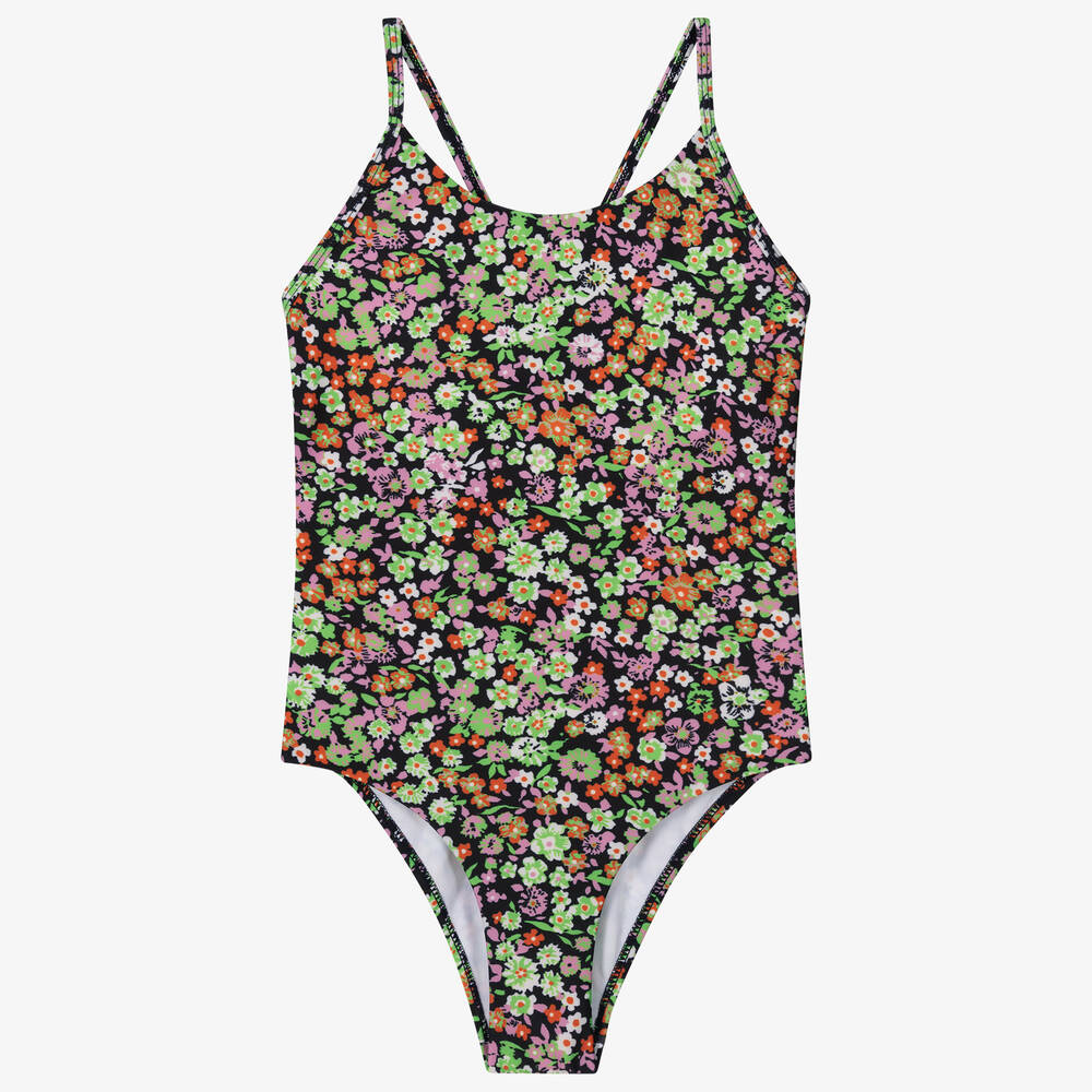 Molo - Teen Girls Black Floral Swimsuit (UPF50+) | Childrensalon