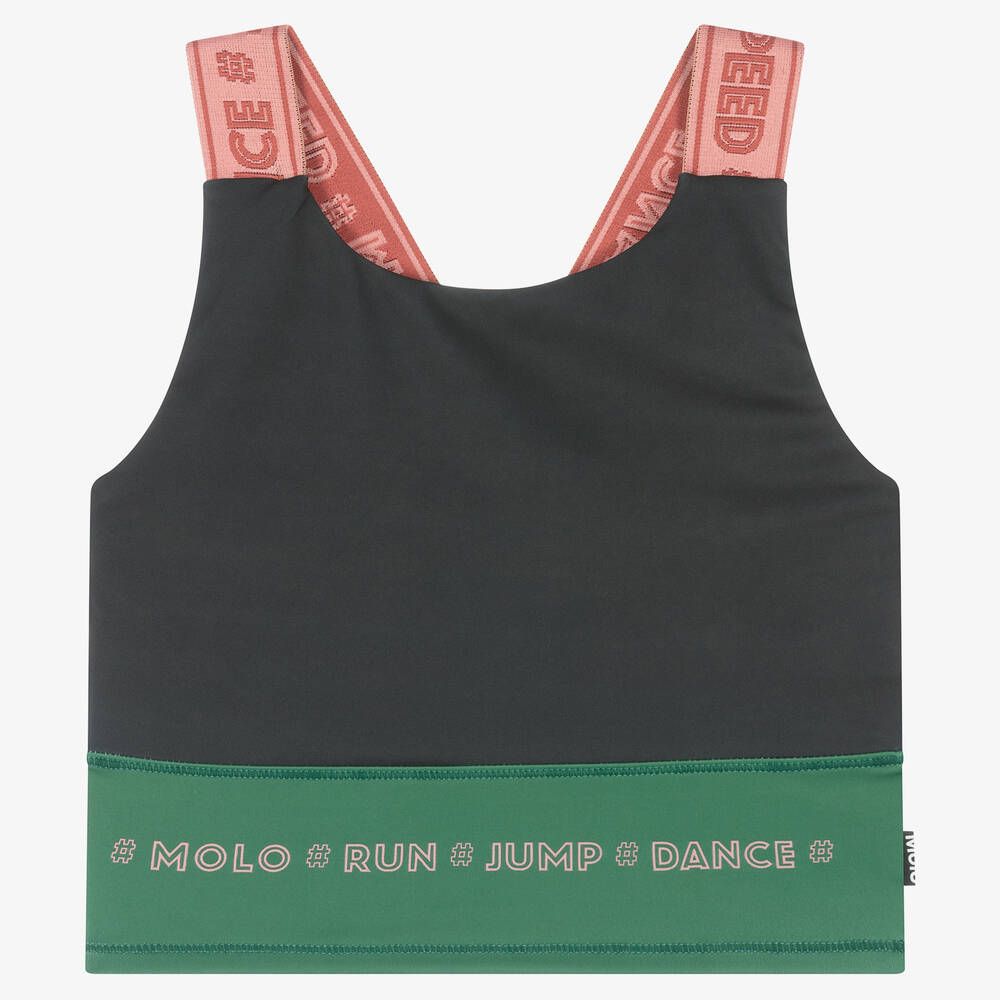 Molo - Teen Girls Black & Green Sports Top | Childrensalon