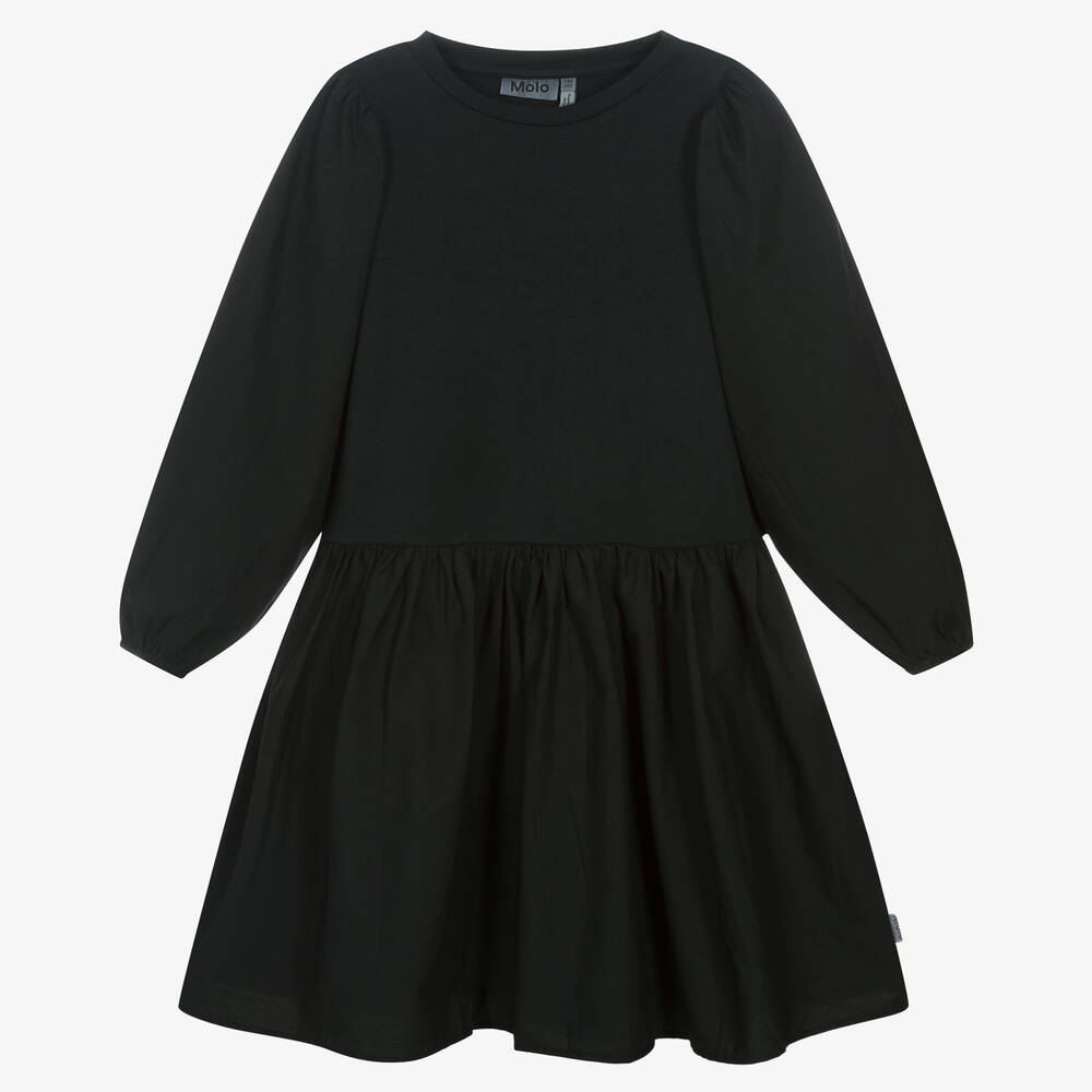 Molo - Teen Girls Black Organic Cotton Dress | Childrensalon