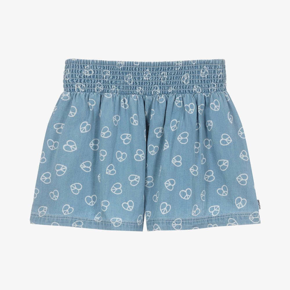 Molo - Teen Girls Blue Cotton Chambray Shorts | Childrensalon